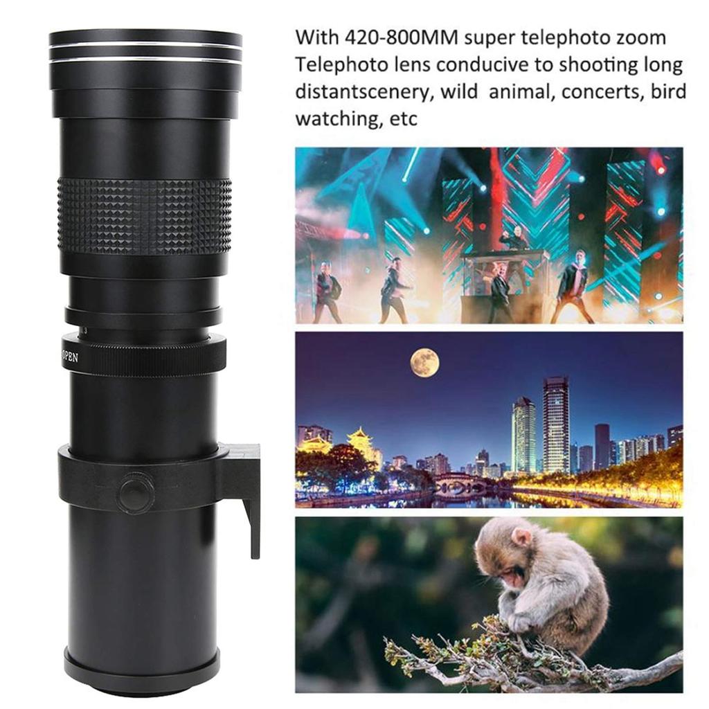 Telephoto Manual Focus Zoom Lens for Nikon F Mount Cameras with 2X Telephoto Zoom Lens Lens, 420‑800mm F8.3‑16 Teleconverter, (Black)
