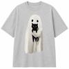 Ghost Holding Black Cat Halloween Shirt, Spooky Season Cotton T-shirt Streetwear Trendy Cotton Oversized Unisex Y2k Short Print Hip Hop
