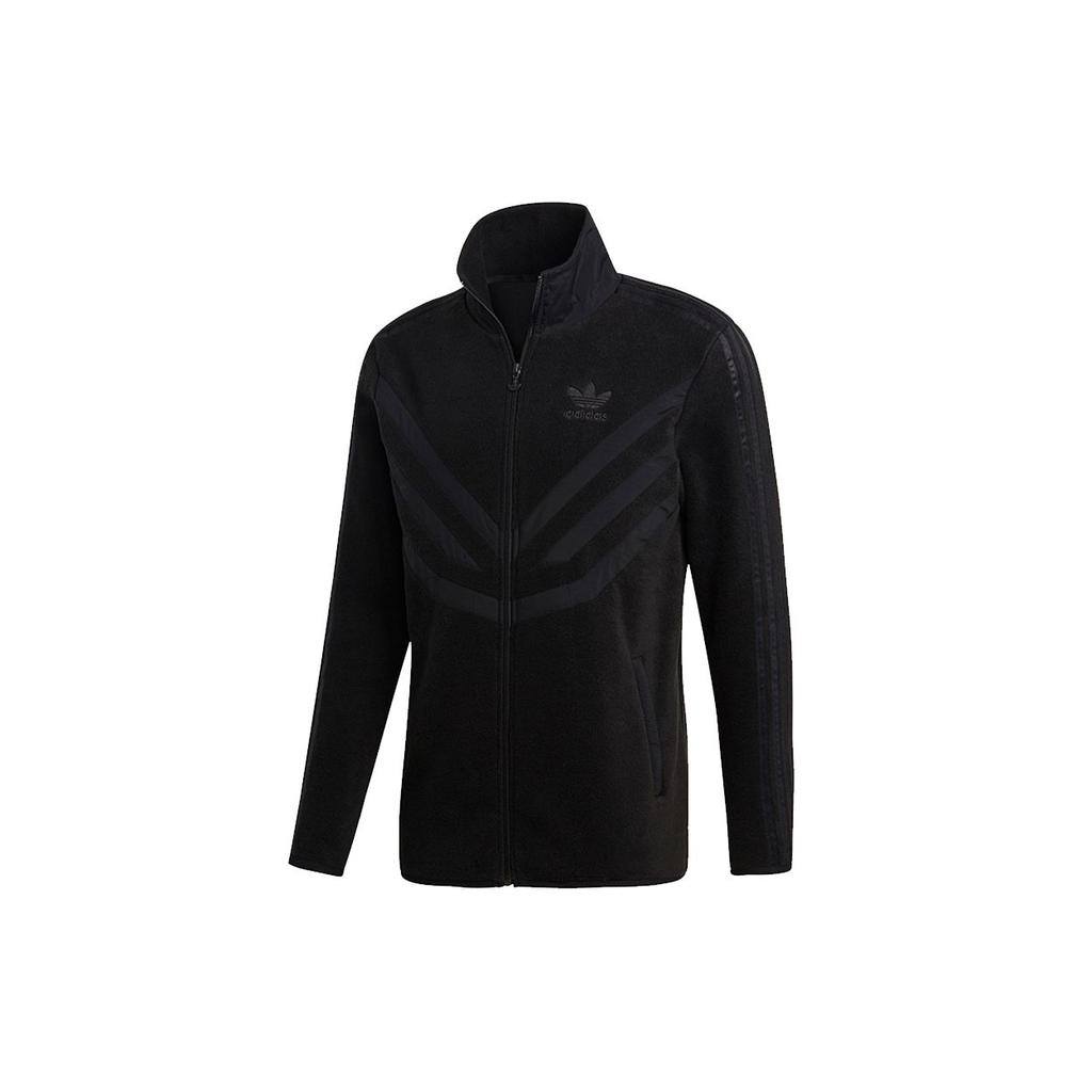 adidas Originals P Флисовая спортивная куртка с логотипом Повседневная бархатная теплая куртка с воротником-стойкой Мужская куртка Черная EC3675