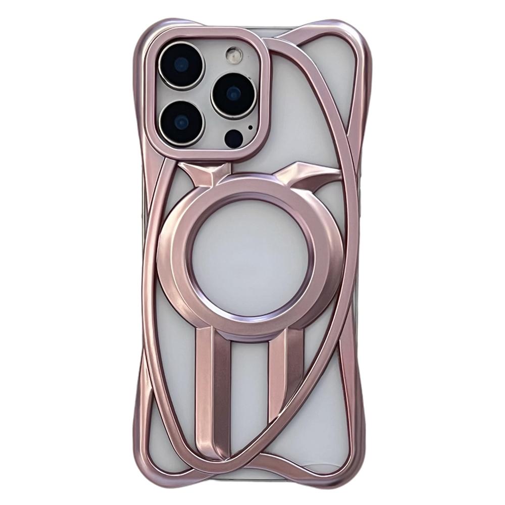 For iPhone 16 Pro Max Matte Case Compatible with MagSafe Frameless Electroplated Hollow Design TPU Phone Cover
