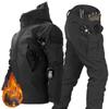 Waterproof Men Set Soft Shell Fleece Winter Suit Windbreak Warm Multi Pocket Outdoors Uniform