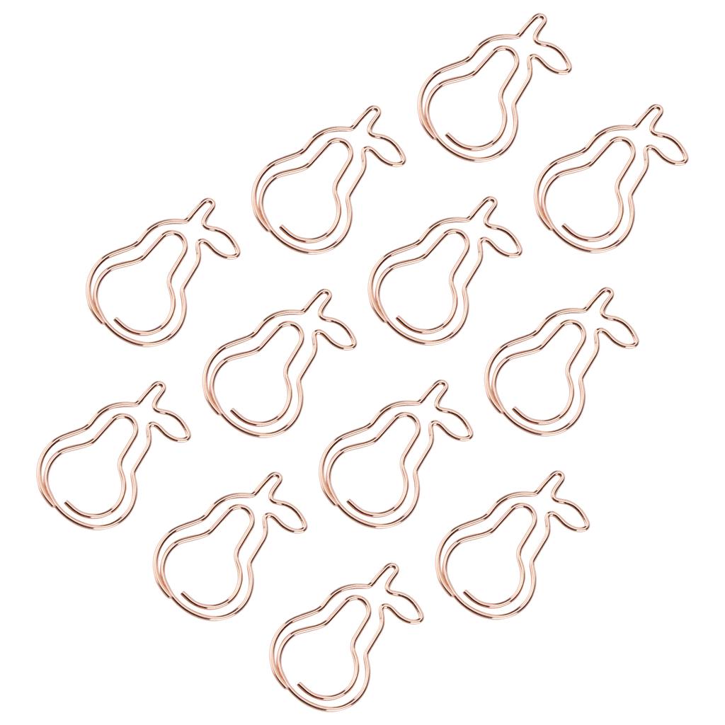 12pcs Professional Cute Pear Shaped Paper Clip Document Organizing Paper Clip (Rose Gold)