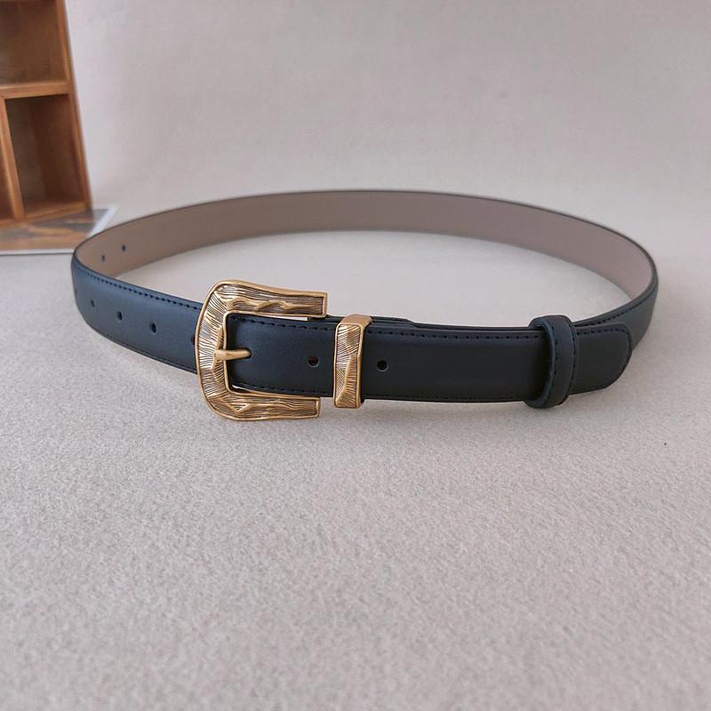 Color Solid Leather Belt For Women With Metal Pin Closure For Casual Outfits