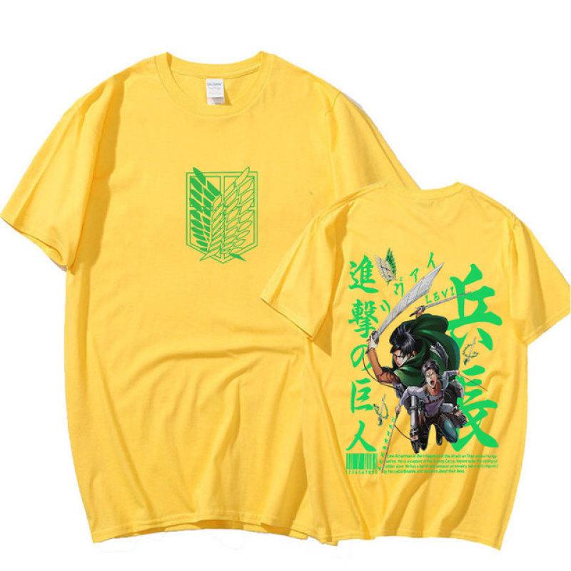 Футболка с японским аниме «Атака Титанов», манга, Леви Акерман, Shingeki No Kyojin, футболка унисекс, повседневные хлопковые футболки с короткими рукавами