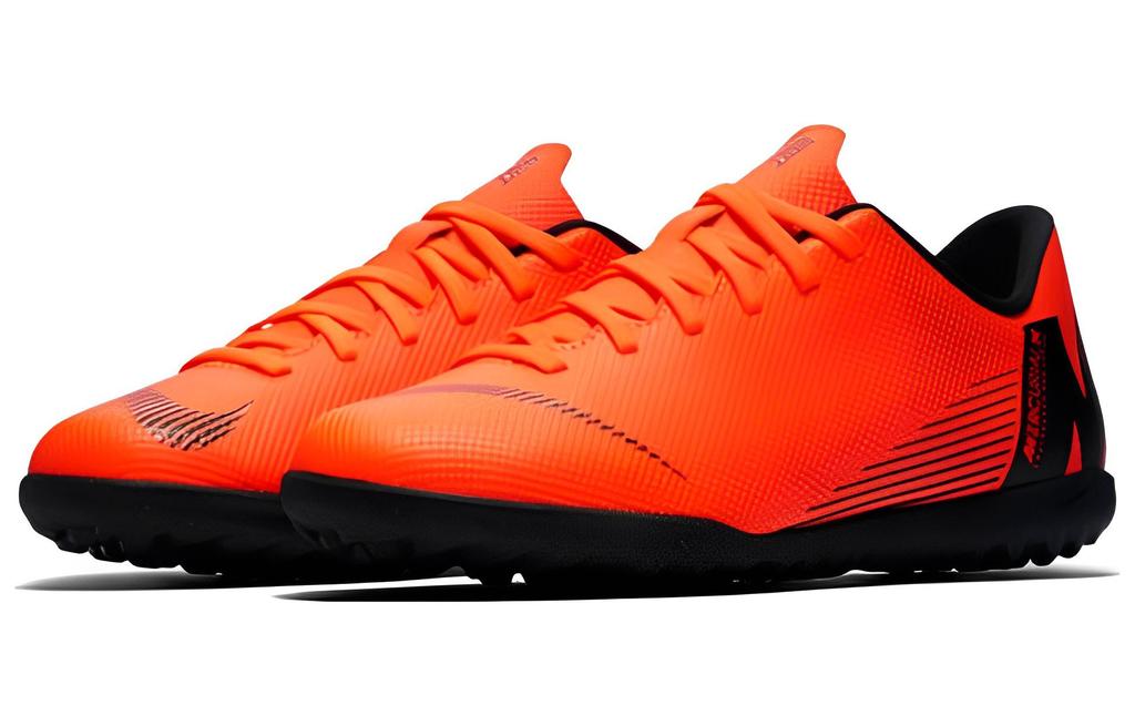 Nike Mercurial Vapor 12 Club Turf Устойчивые к скольжению Амортизация Низкие Детские Футбольные Бутсы Оранжевый Черный Детские AH7355-810