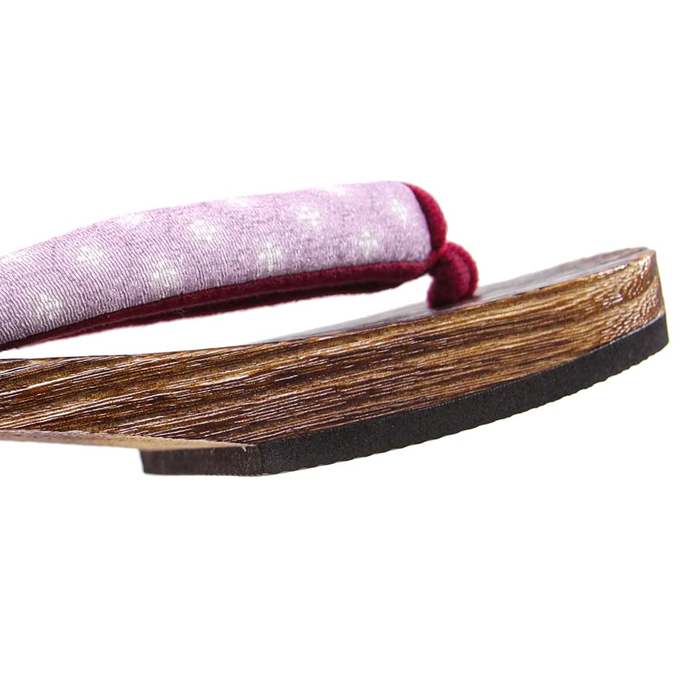 Geta Wooden In Burnt Paulownia Wood for Women [KYOETSU] (Japanese Clogs) Dull, (4 Lilac, Small)