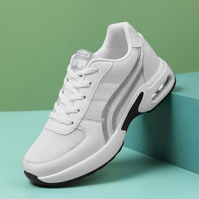 Женские кроссовки на воздушной подушке, сетчатые белые кроссовки для бега, спортивная обувь для улицы, увеличивающая высоту 8 см, женская повседневная танцевальная обувь