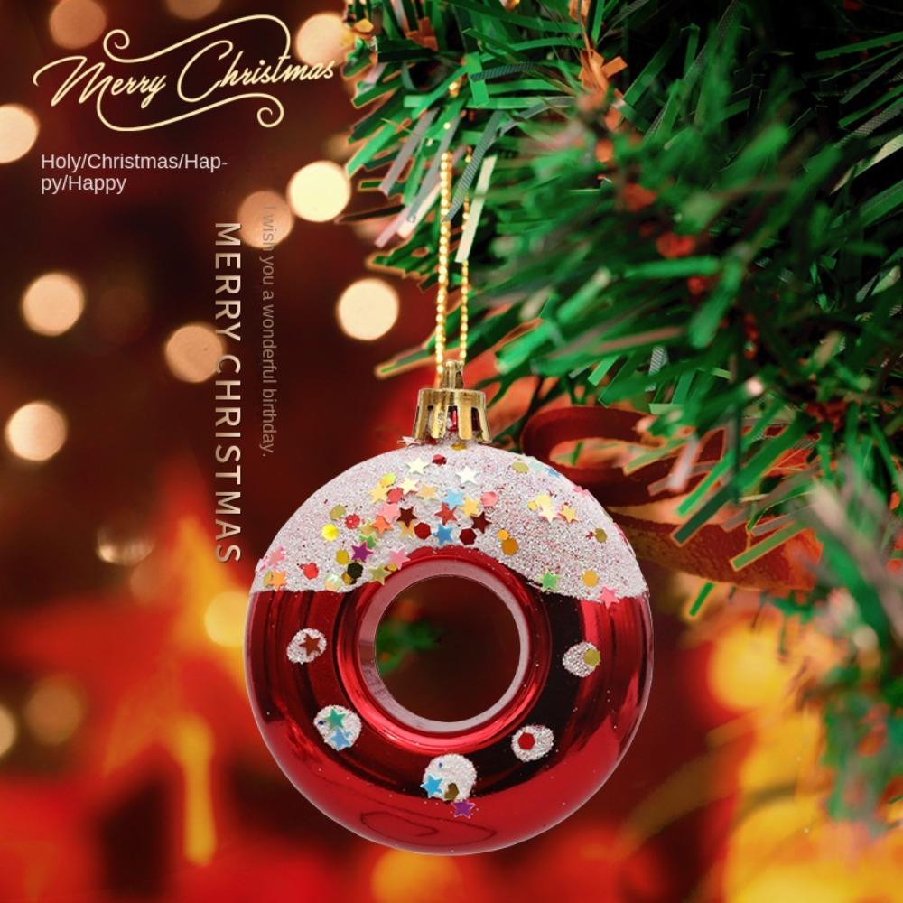 4pcs/Box Doughnut Christmas Tree Ornament Plastic Christmas Gift New Christmas Gifts Boxes Pendant