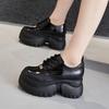 Лоферы на внутренней платформе женские 2025 весна новые черные маленькие ароматные туфли-одиночки универсальная платформа британские маленькие кожаные туфли
