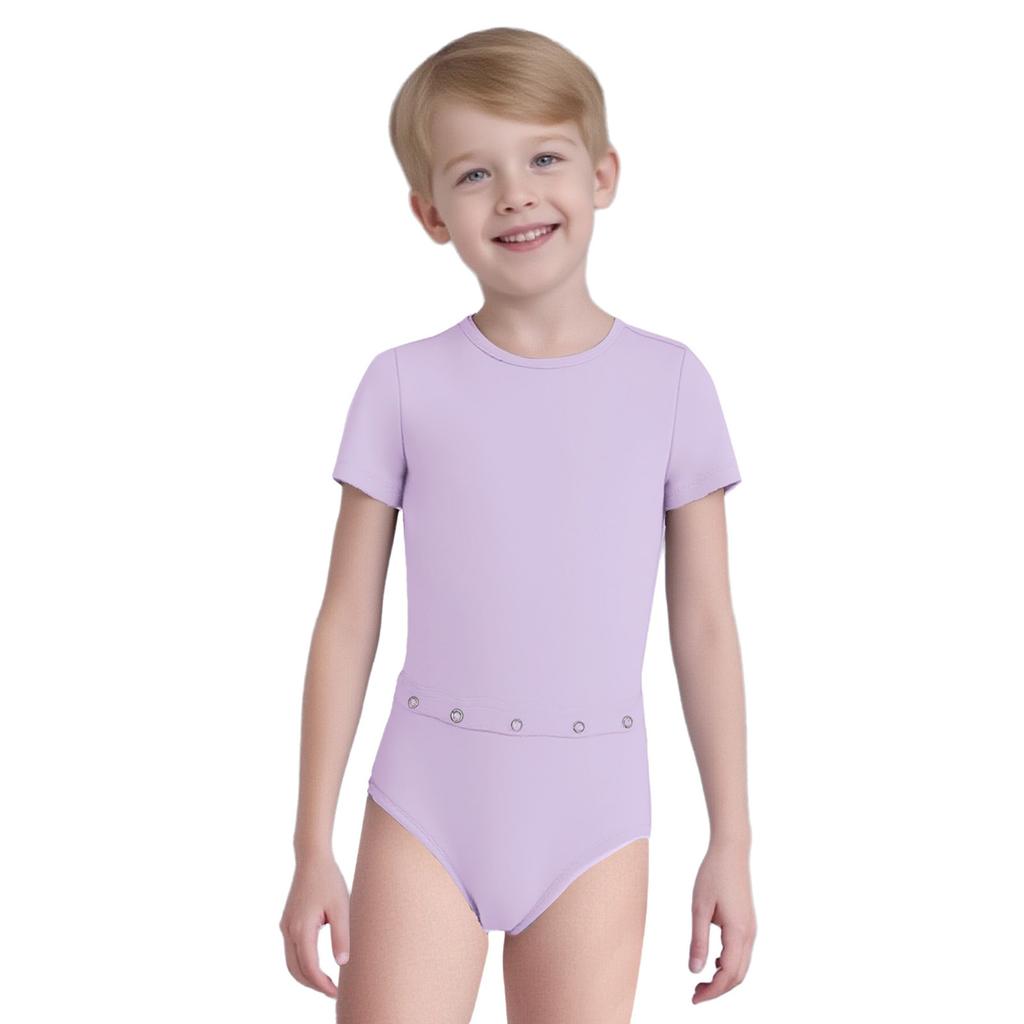 Унисекс Детская Адаптивная Одежда Ромпер с Невидимой Молнией Сзади Против Снимания Круглый Вырез Короткий Рукав Боди