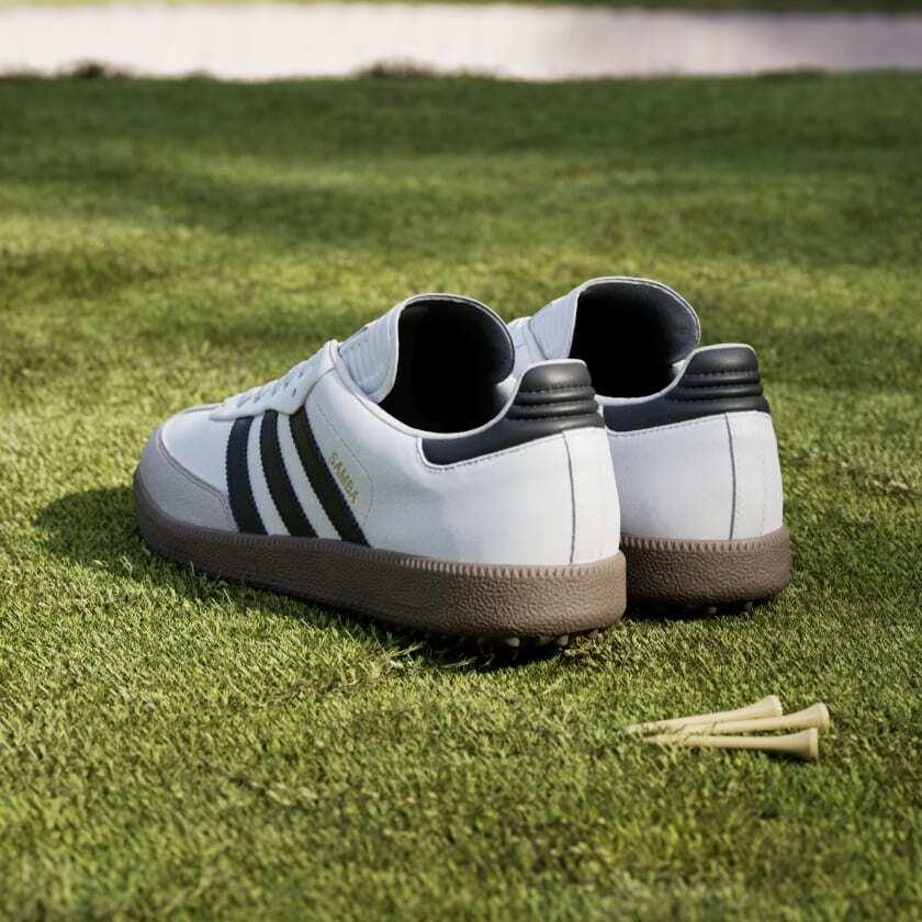 JH6149 adidas Samba Golf Полнозернистая кожа Облачно-белый Основной черный Резиновая подошва (Мужской)