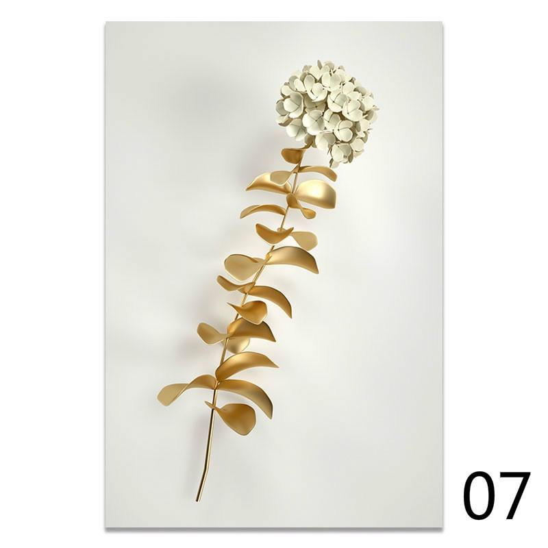 Золотой цветок, абстрактный растительный настенный плакат, скандинавская печать на холсте, картина, современное популярное искусство, украшение, картина, декор для гостиной