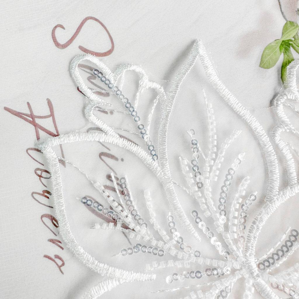 White Organza Bead Embroidery Flower Applique Decorative Dress Dress Wedding Accessories Cloth Sticker Accessories