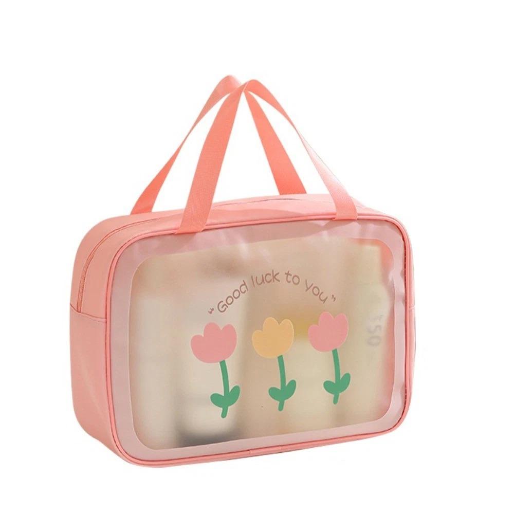 PVC Cartoon Cosmetic Bag Translucent Large Capacity Toiletry Storage Bag Waterproof Swimming Beach Bag Travel Makeup Bag