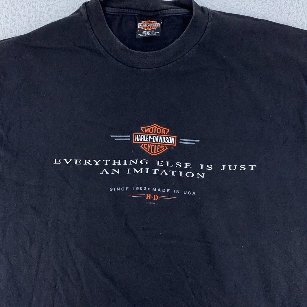 Винтажная футболка Harley-Davidson Мужская XL Черная Нью-Йорк Мотоцикл Байкер 90-е