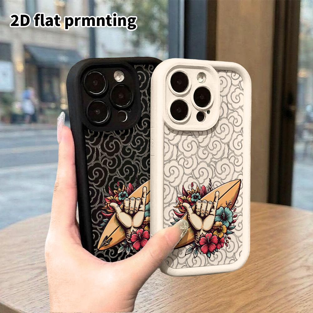 Чехол для телефона: 2D плоский дизайн, подходящий для iPhone 18 17 16 15 14 13 Pro, ступенчатый защитный чехол, серфер, рождественские и хэллоуинские подарки