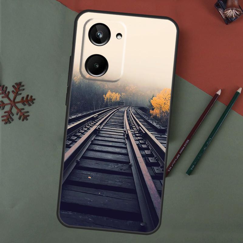 Чехол с рисунком Железнодорожные рельсы и солнечный свет Для Realme C61 C53 C55 C33 C63 C51 C65 C67 C71 C75 11 12 13 14 15 Pro Plus GT6 GT7 Pro