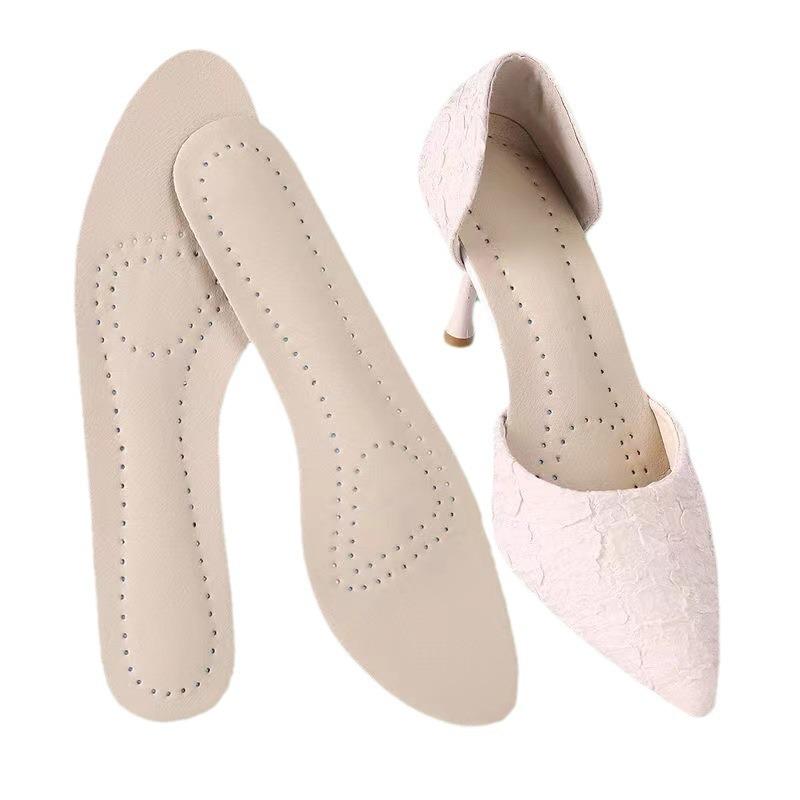 Women's Genuine Leather Non-Slip Breathable Insoles for High Heels - Sweat-Absorbing & Deodorant.