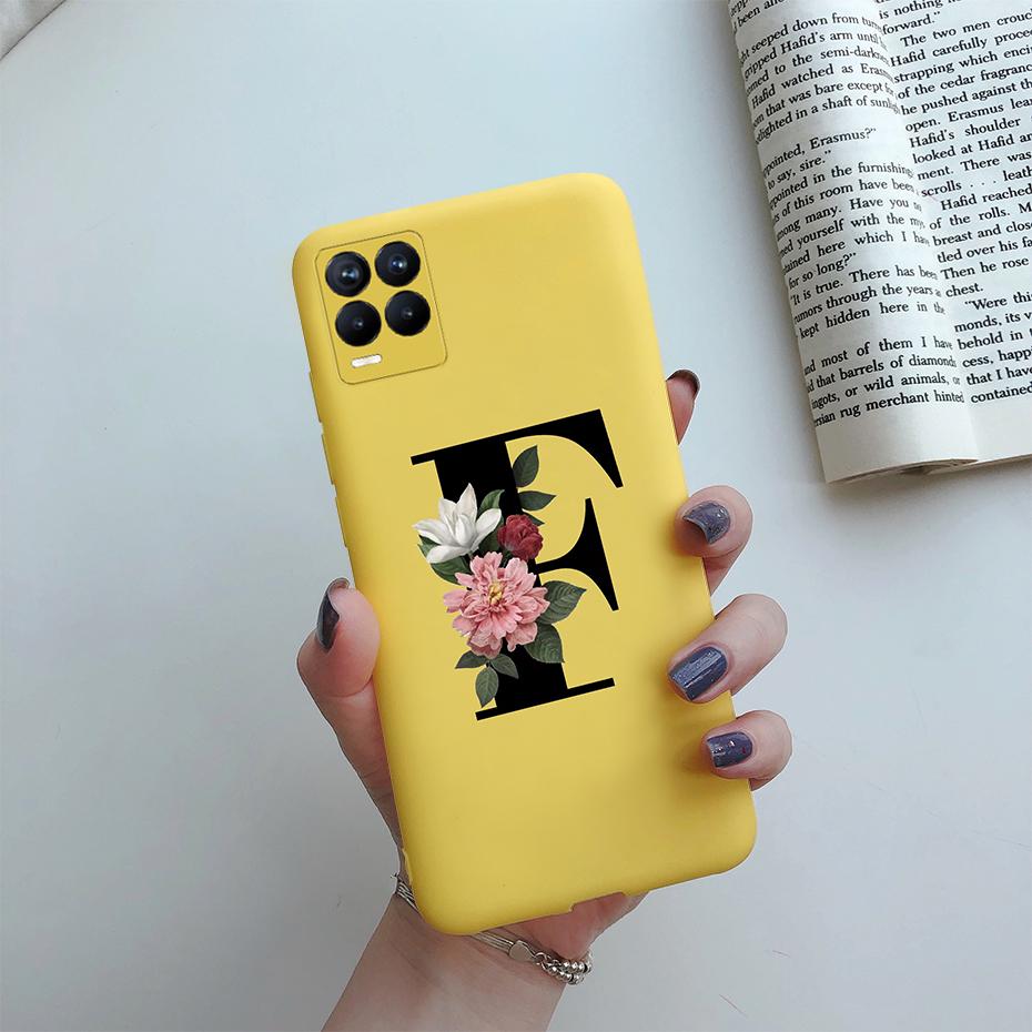 For Realme 8 Pro Case Silicon Soft Letter Monogram Flowers Phone back cover For Oppo Realme8 4G RMX3085 Realme 8 Pro Bumper Case