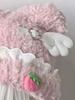 Y2K Aesthetic Lace Patchwork Knitted Fairy Hat Cute Strawberry Winter Cap Harajuku Kawaii Grunge Women Hats