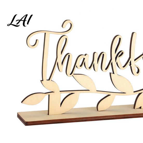 Thanksgiving Table Centerpiece Grateful Blessed Wood Cutout Signs Plate Decor Autumn Festive Home Ornaments Rustic Fall Ornament for Dining