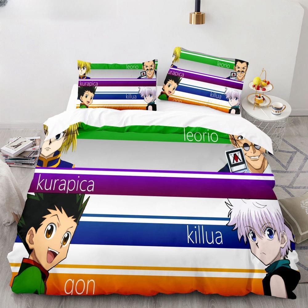 Комплект пододеяльника с 3D-принтом Аниме Hunter X Hunter Комплект постельного белья Японское Аниме Полуторный Двуспальный Кинг Покрывало Наволочки Домашний Текстиль
