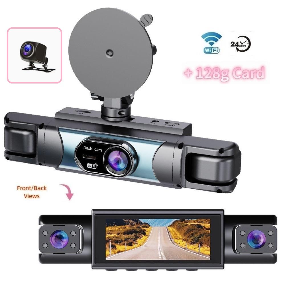 4-канальная 360° видеорегистратор, FHD 1080P, приложение WiFi, 4 объектива камеры, видеорегистратор для автомобилей с камерой заднего вида