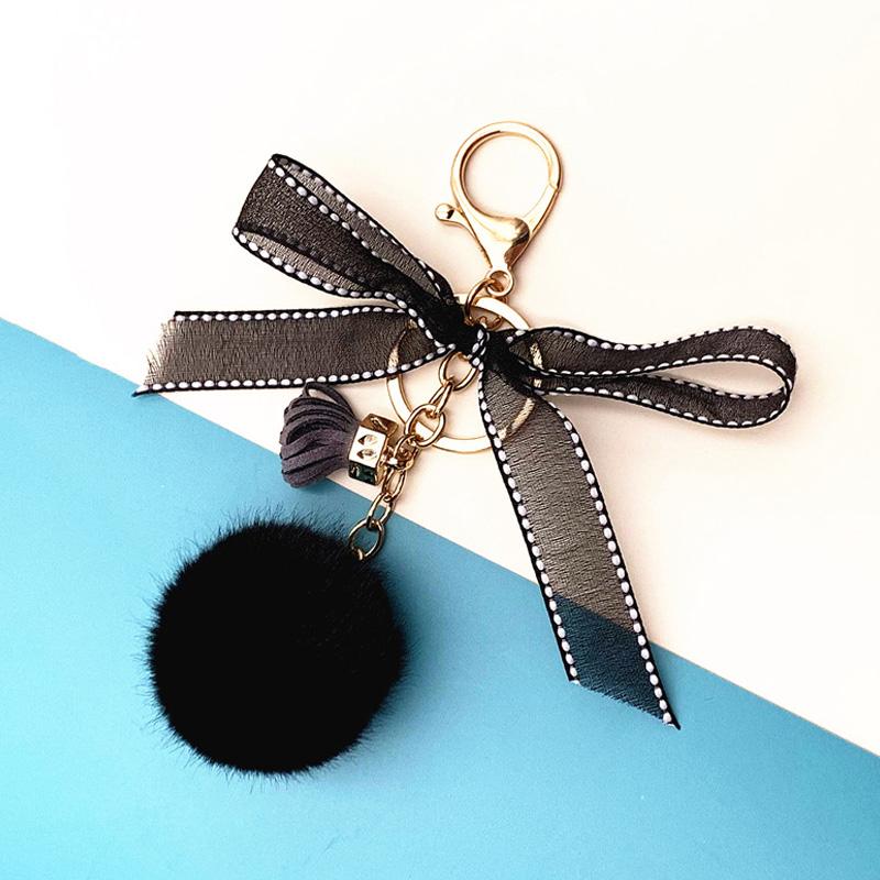 1 шт. брелок с бантом и мультяшным узлом, милый плюшевый роскошный брелок, пушистый шарик, сумка, декор