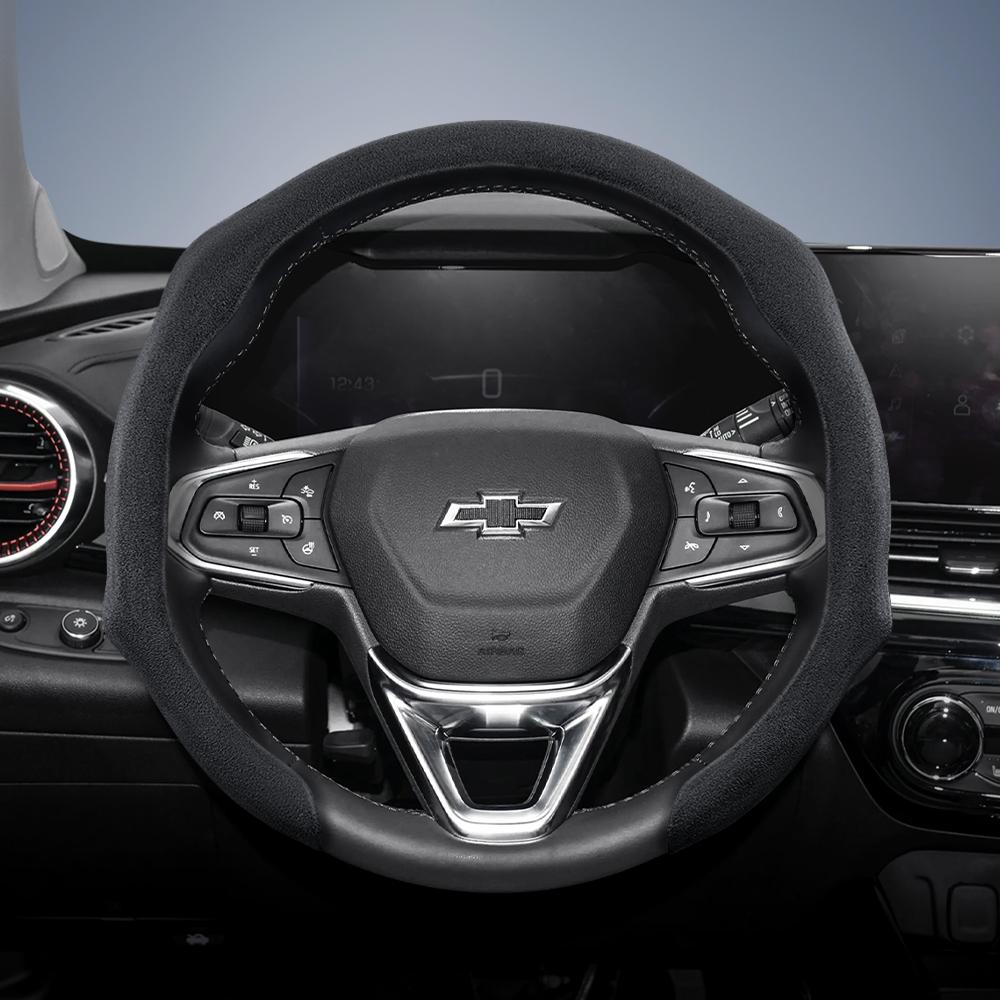 AABHN1 Подходит для Chevrolet Премиальная замшевая накладка на руль с кнопками, Нескользящая и прочная, Доступны круглые и D-образные рули