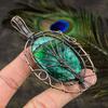 Green Dendritic Gemstone Copper Wire Wrap Jewelry Pendant 3.55"