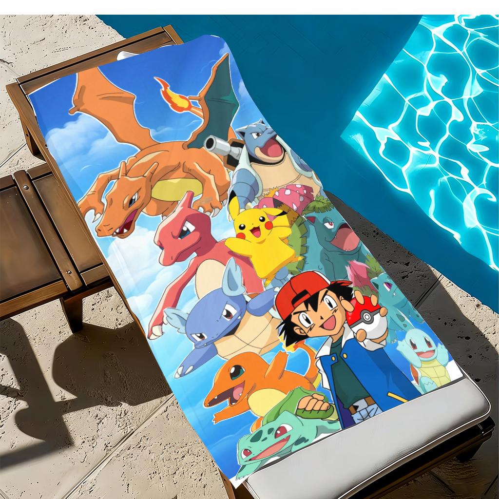 Очень большое пляжное полотенце Pokemon из микрофибры, быстросохнущее, легкое, для йоги, кемпинга, путешествий, активного отдыха