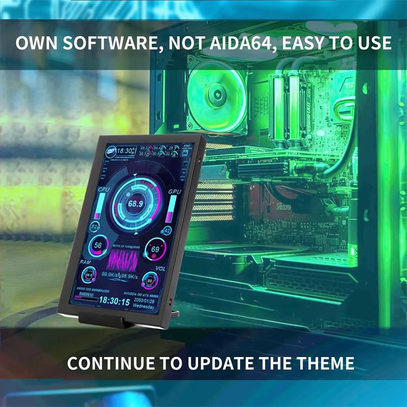 3.5 Inch IPS Type-C Secondary Screen Computer CPU GPU RAM HDD Monitor USB Display Freely AIDA64 Mini Monitor Win 10 11