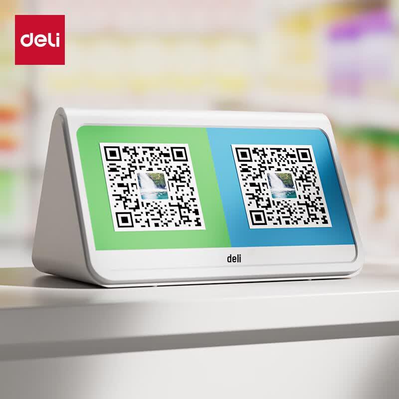 Deli Беспроводной 2D сканер QR-кодов для оплаты и голосовой динамик