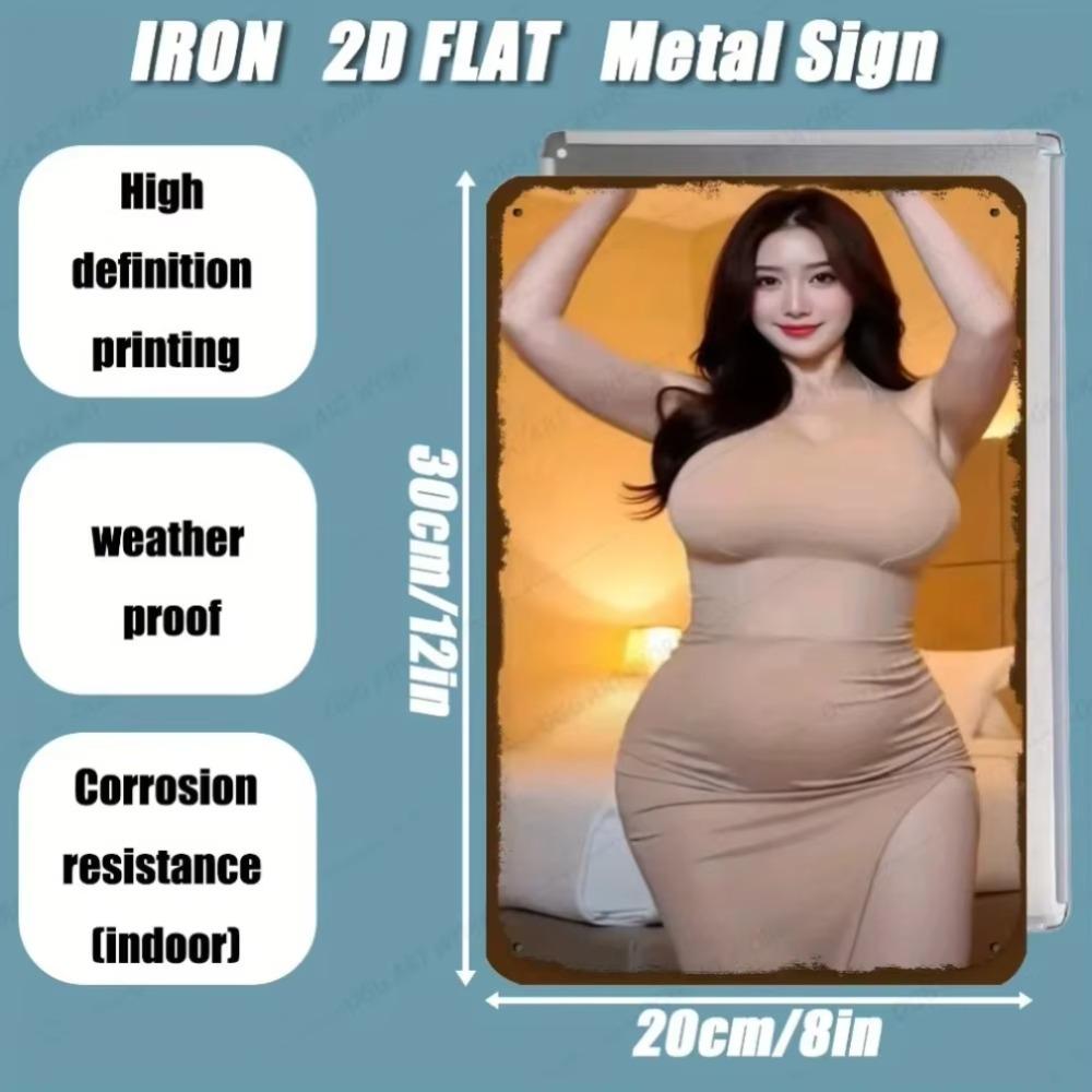 Элегантный силуэт леди Металлическое настенное искусство 8x12 дюймов Всепогодный Для помещений и улицы Кухня Рождественский декор Подарок