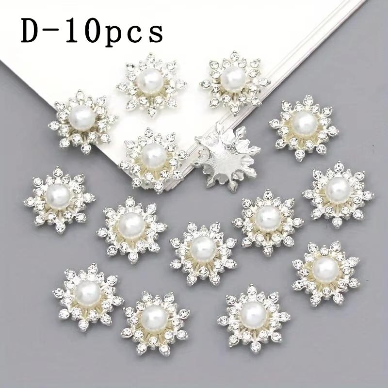 10 Pcs. Snowflake Base Metal Strass Shiny Buttons for Clothing Shoes Bags Accessories Crafts DIY