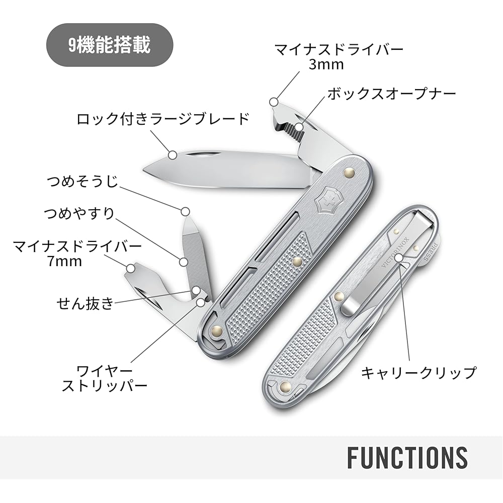 Victorinox Многофункциональный нож Alox Refined Synergy Silver, 9 функций, Швейцарское производство, Компактный, для туризма и кемпинга