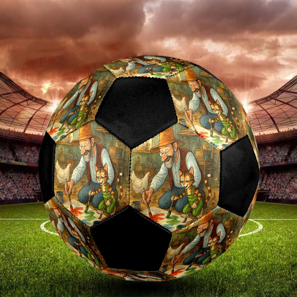 Pettson and Findus Theme Size 5 Soccer Ball, Suitable for Both Indoor and Outdoor Matches, a Gift Suitable for Everyone.
