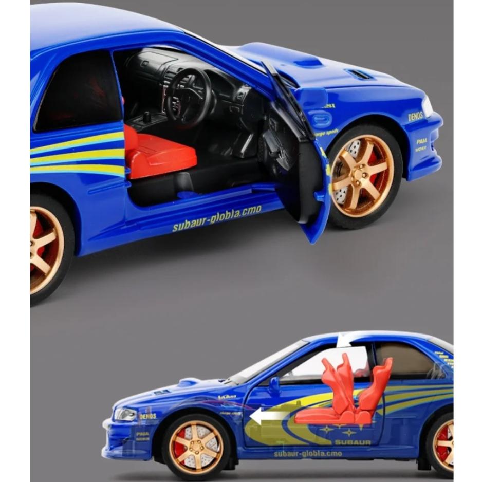 1/32 Scale Subaru Impreza Rally Alloy Racing Model Open Door Desk Ornament Sound Light Children's Toys Boy Gift