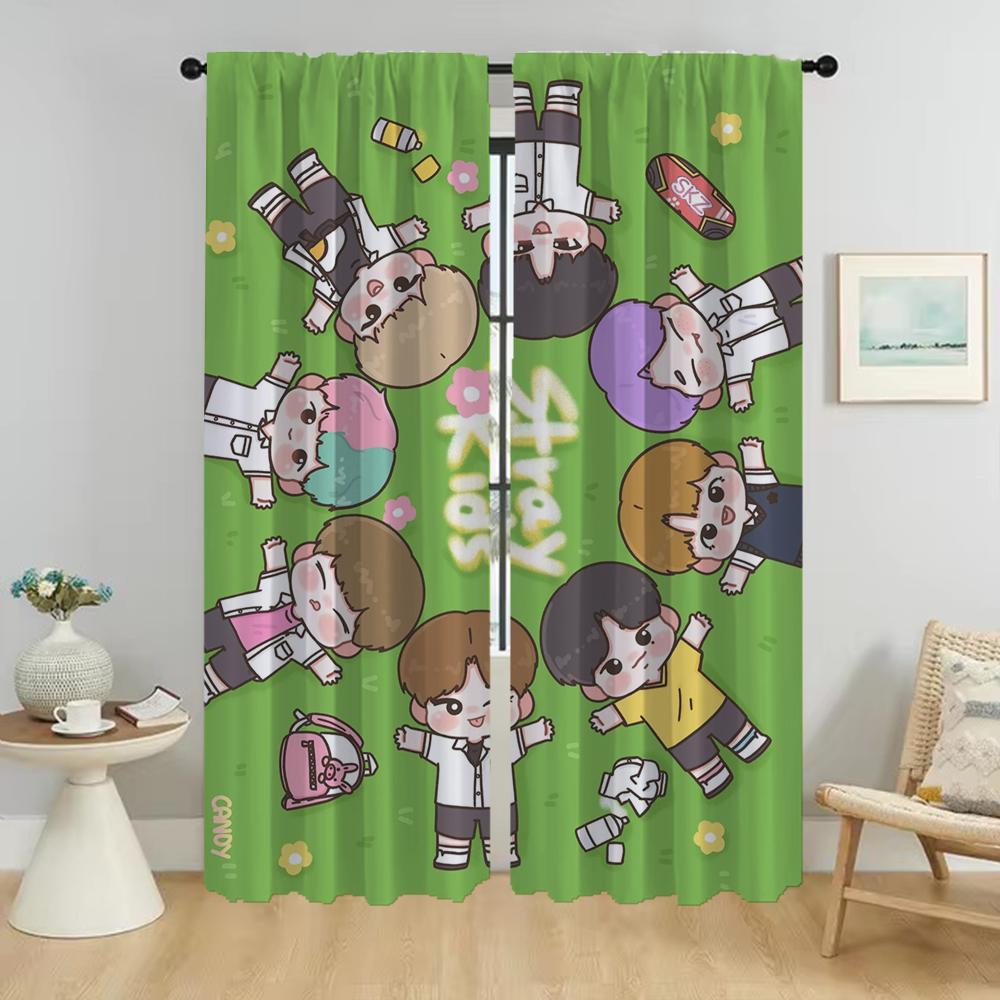 Современные шторы для гостиной, 2 шт., тюль KPOP-straykides для спальни, украшение на Хэллоуин, затемняющие шторы, перегородка