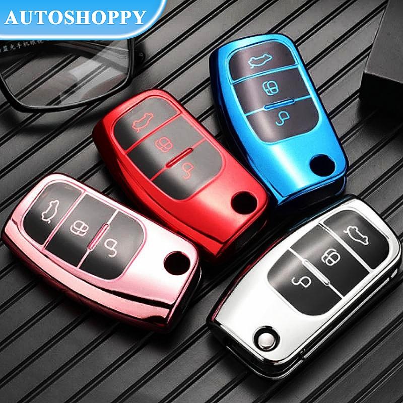 New TPU Folding Key Cover Bag Shell Case Keychain Protector For Ford Focus 2 MK2 Fiesta Mondeo Galaxy Falcon Territory Ecosport