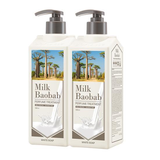 Milk Baobab Парфюмированное лечение Белое мыло Двойной Специальный (500мл*2 упаковка)