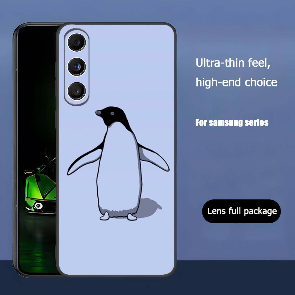 Милый пингвин для Samsung Galaxy S23 S24 S25 Ultra S22 Plus S21 Черный Мягкий чехол Водонепроницаемый Мягкий чехол