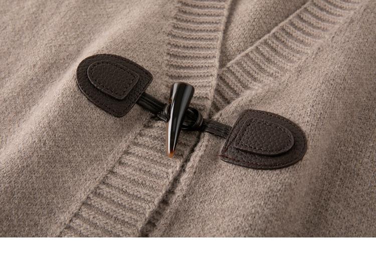 [Light casual versatile cow horn button wool cardigan jacket] Autumn versatile knitted cardigan