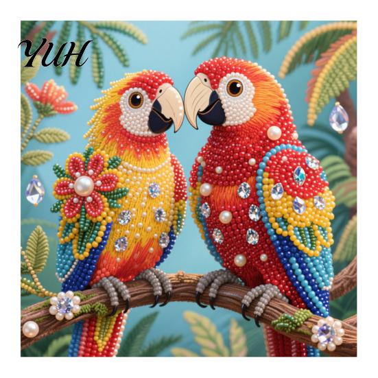 Stress Relief Craft Hobbies Luxury Faux Pearl Rhinestone Painting Kit, 25x25cm DIY Resin Art with Animal And Supplies for Relaxation Floral Patterns,