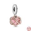 New Original Silver Color Rose Gold Hert Pendant Bead Charm Fit European Fashion Charms Bracelet Bangles Diy Jewelry P460