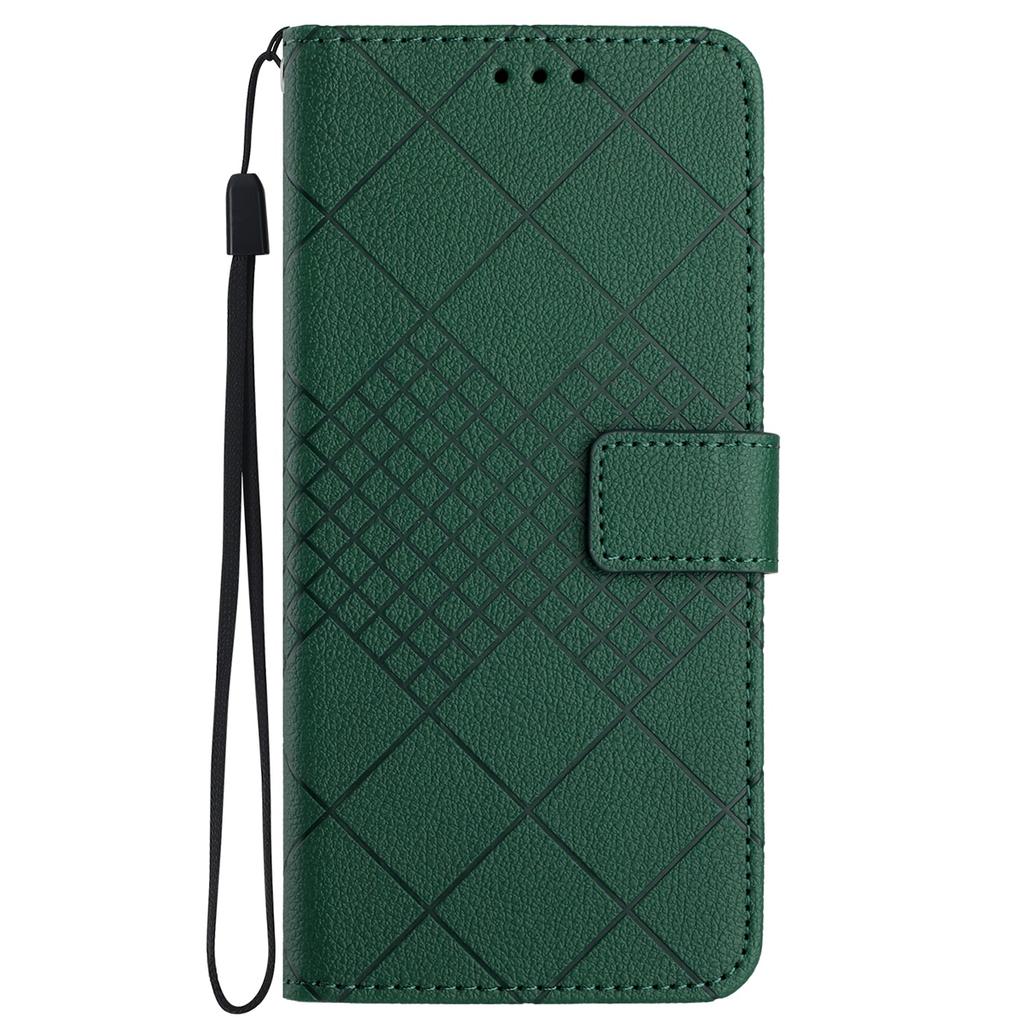 HT06 For Honor 200 Lite Magnetic Phone Case Rhombus Pattern Leather Stand Cover