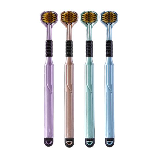 2 шт. трехсторонняя зубная щетка с мягкой щетиной и эргономичной ручкой для взрослых, портативная зубная щетка для путешествий