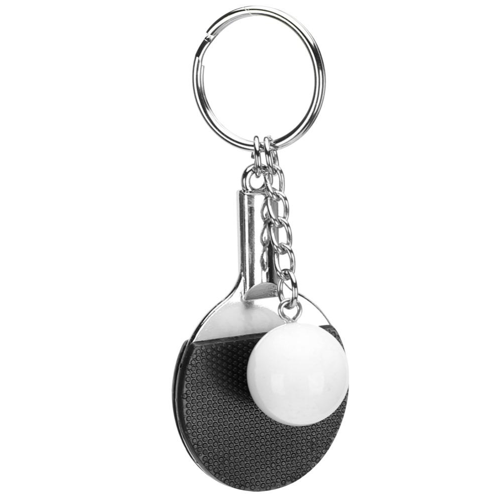 6pcs Racket Shape Table Tennis Keychain Bag Hangings PingPong Bat Key Chain Key Decoration