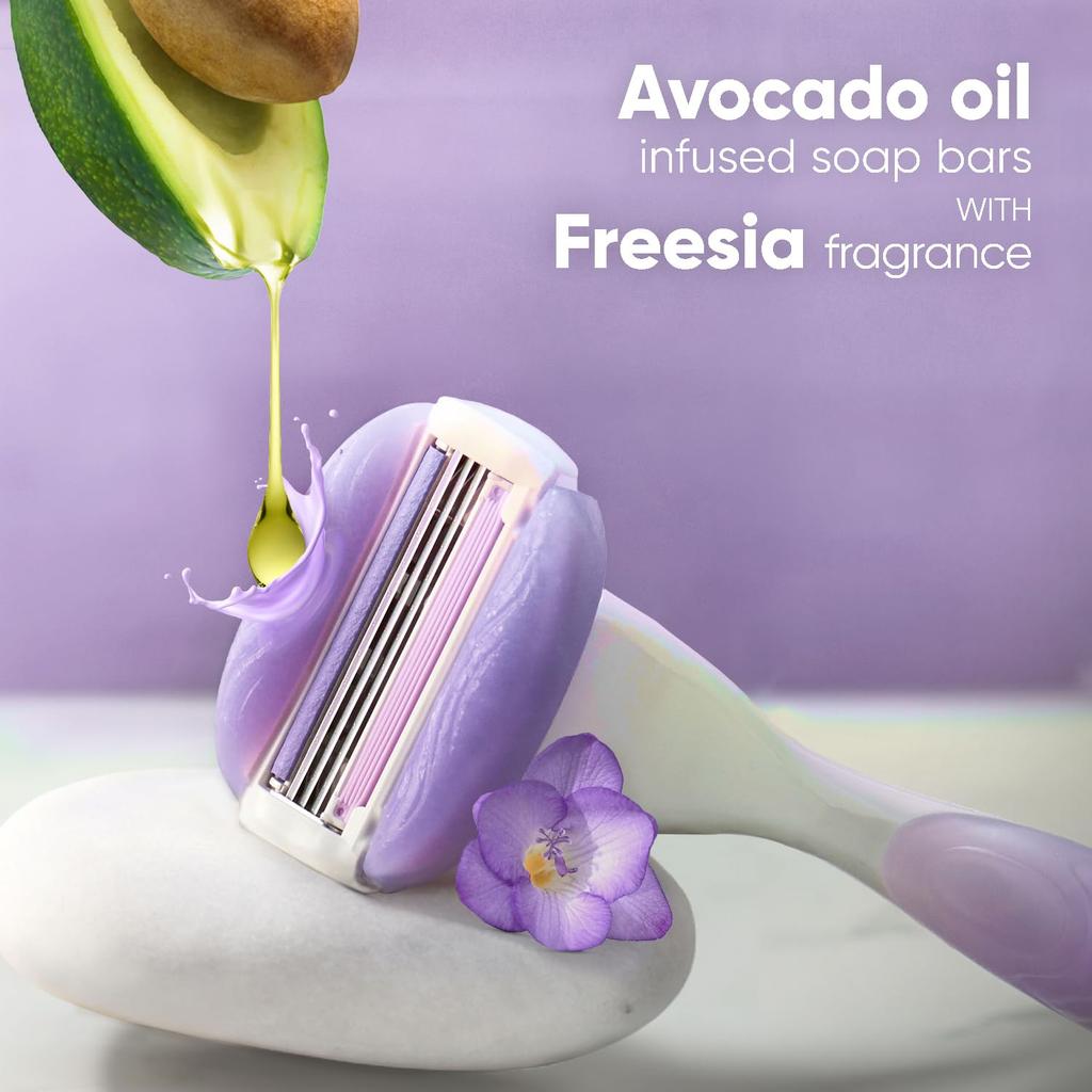 Gillette Venus Лезвия/Сменные кассеты для бритвы Comfortglide для удаления волос у женщин - 2 шт. (Мыло-гель с маслом авокадо и ароматом фрезии)