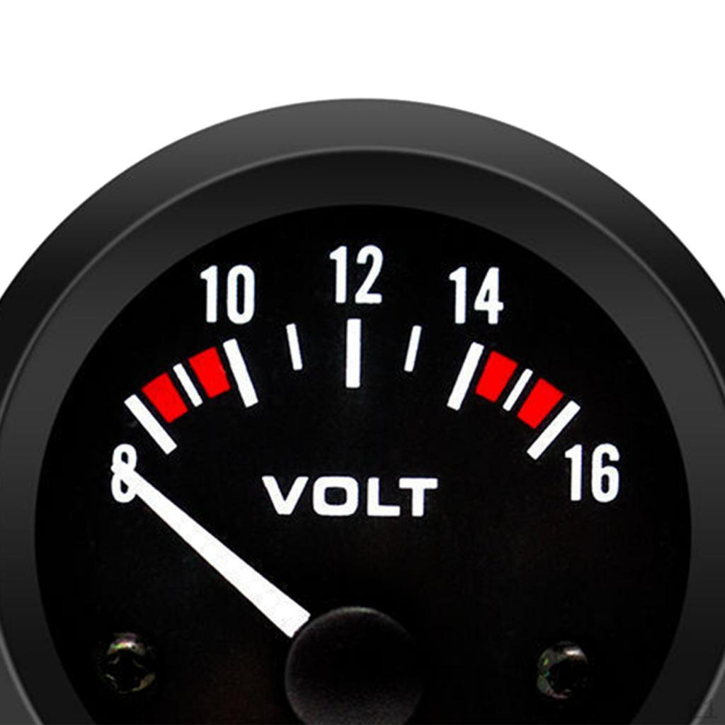 Car Voltmeter Voltage Gauge Auto Parts Measure Range 8-16 V 52mm Durable Electronic
